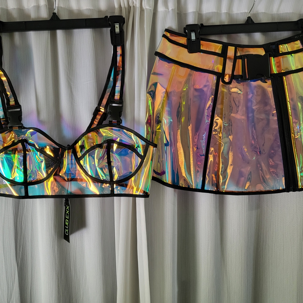 Dolls Kill Club Exx Iridescent Outfit